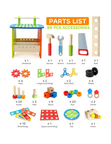 Juego de Herramientas Montessori Ohuhu 89 Piezas para Niños