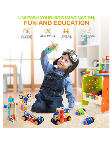 Juego de Herramientas Montessori Ohuhu 89 Piezas para Niños