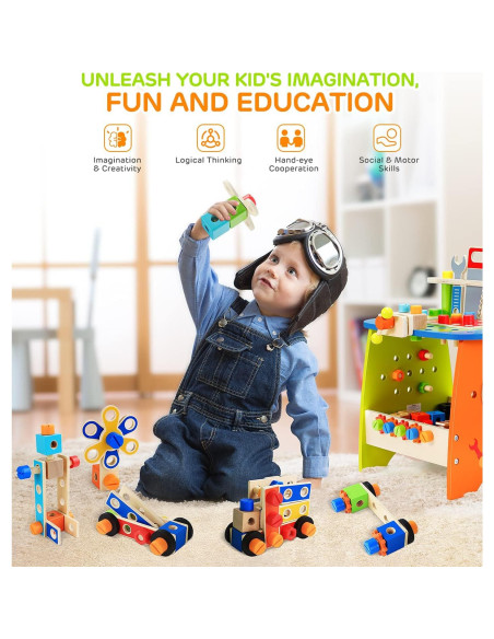 Juego de Herramientas Montessori Ohuhu 89 Piezas para Niños