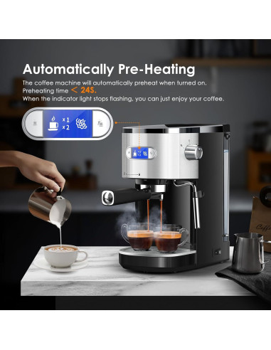 Máquina de Espresso COWSAR 20 Bar Compacta con Varita de Vapor