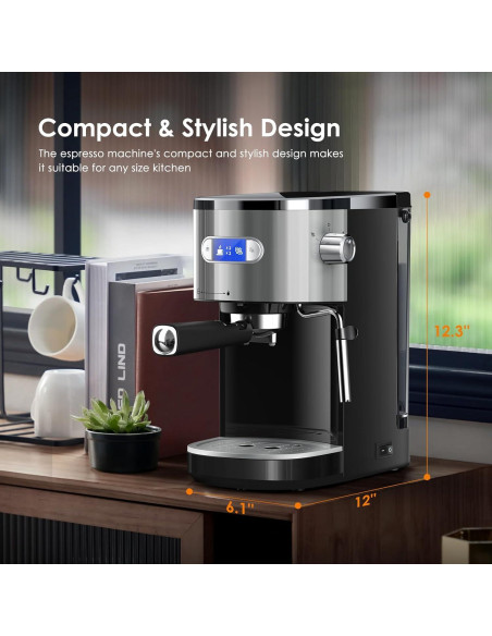 Máquina de Espresso COWSAR 20 Bar Compacta con Varita de Vapor