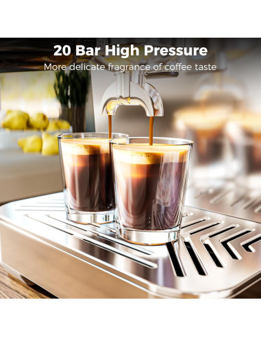 Cafetera Espresso COWSAR 20 Bar Acero Inoxidable 1.5L LED