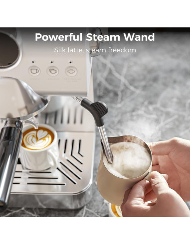 Cafetera Espresso COWSAR 20 Bar Acero Inoxidable 1.5L LED