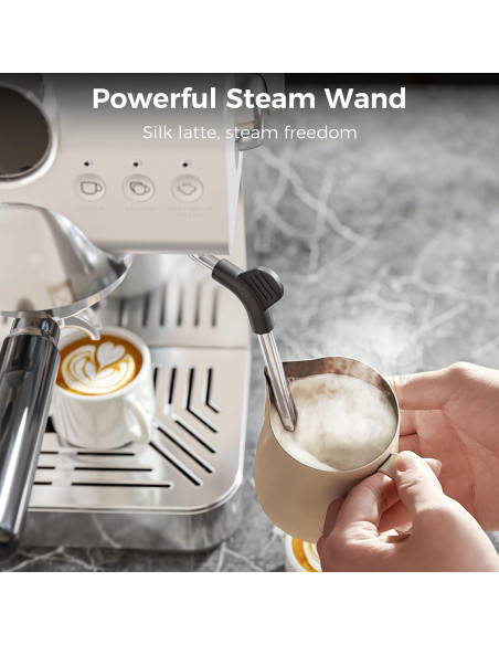 Cafetera Espresso COWSAR 20 Bar Acero Inoxidable 1.5L LED