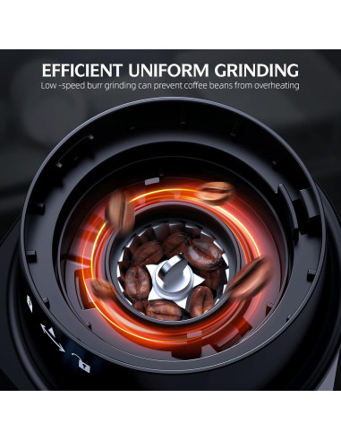 Molino de Café Eléctrico QJA CG-T, 60 Configuraciones, Pantalla LCD