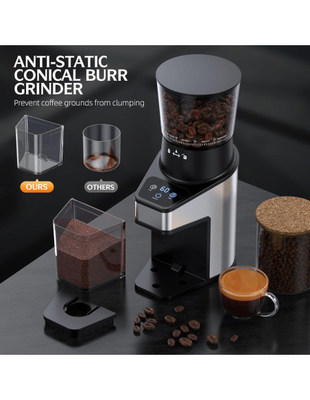 Molino de Café Eléctrico QJA CG-T, 60 Configuraciones, Pantalla LCD