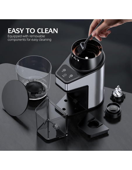 Molino de Café Eléctrico QJA CG-T, 60 Configuraciones, Pantalla LCD