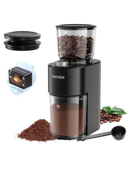 Molino de café eléctrico SOWTECH con 38 configuraciones, negro