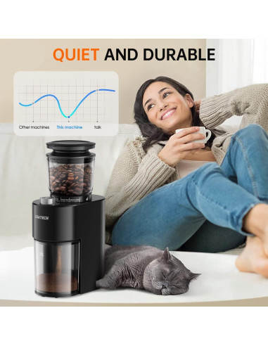 Molino de café eléctrico SOWTECH con 38 configuraciones, negro