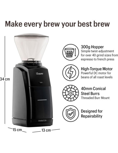 Molino de Café Baratza Encore ENCORE, 40 Configuraciones, Negro
