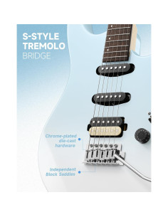 Guitarra Eléctrica Donner DMT-66 39" Azul Gradiente para Principiantes 2