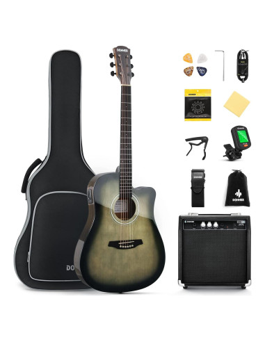 Guitarra acústica eléctrica Donner 41" con amplificador y accesorios