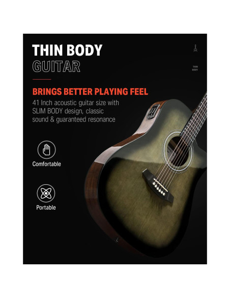 Guitarra acústica eléctrica Donner 41" con amplificador y accesorios