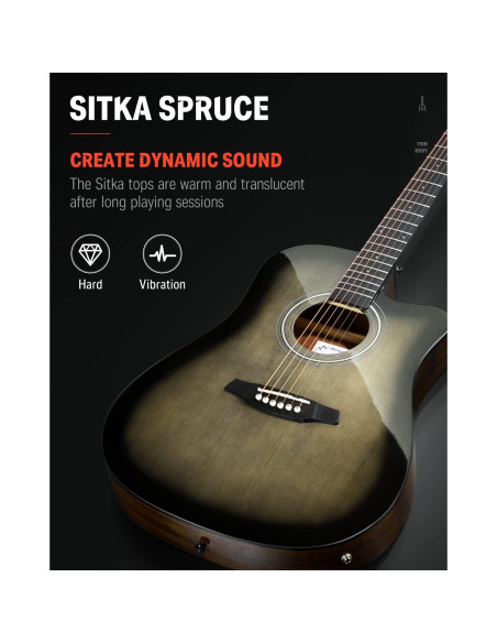 Guitarra acústica eléctrica Donner 41" con amplificador y accesorios