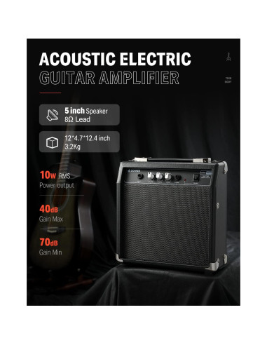 Guitarra acústica eléctrica Donner 41" con amplificador y accesorios