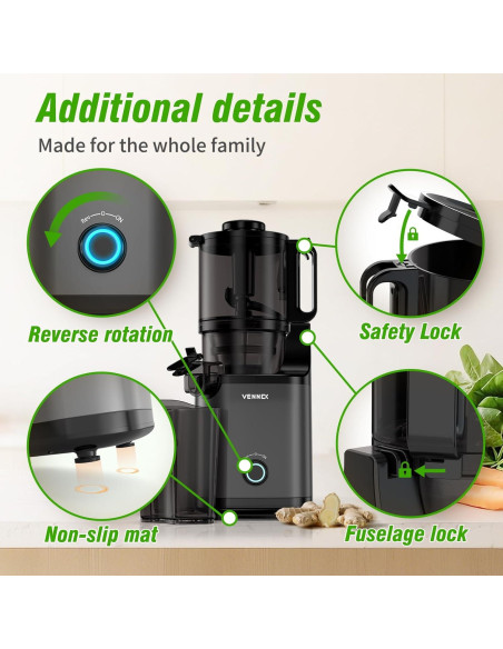 Exprimidor de Prensa en Frío VENNEX 1.04L Doble Tornillo