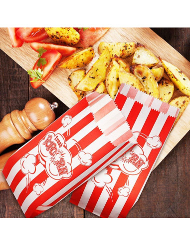 200 Bolsas de Papel para Palomitas y Delantal Chef Rojo