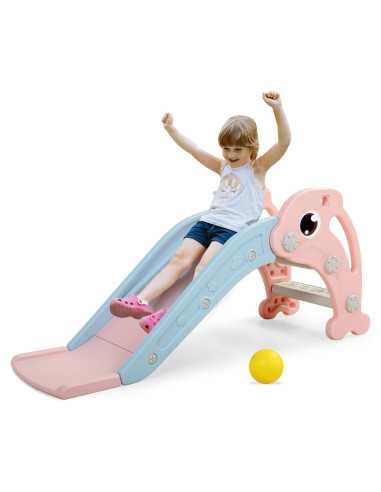 Tobogán 3 en 1 Nyeekoy Rosa para Niños hasta 30 kg