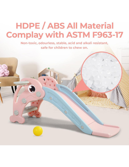 Tobogán 3 en 1 Nyeekoy Rosa para Niños hasta 30 kg