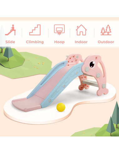 Tobogán 3 en 1 Nyeekoy Rosa para Niños hasta 30 kg