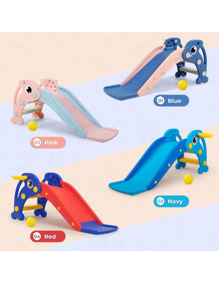 Tobogán 3 en 1 Nyeekoy Rosa para Niños hasta 30 kg