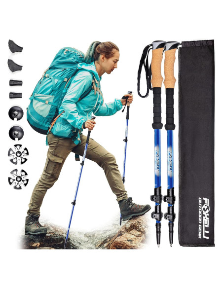 Bastones de Senderismo Foxelli Plegables de Carbono 2 Piezas