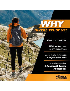 Bastones de Senderismo Foxelli Plegables de Carbono 2 Piezas 2