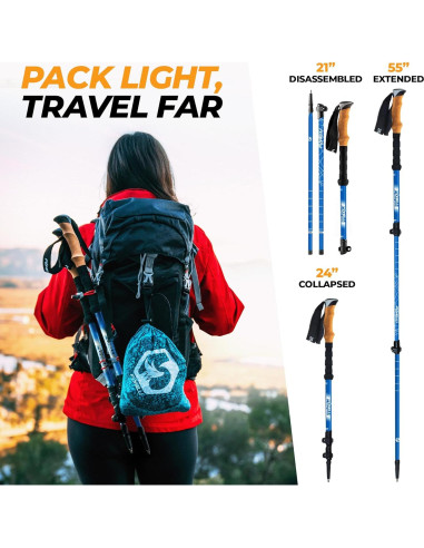 Bastones de Senderismo Foxelli Plegables de Carbono 2 Piezas