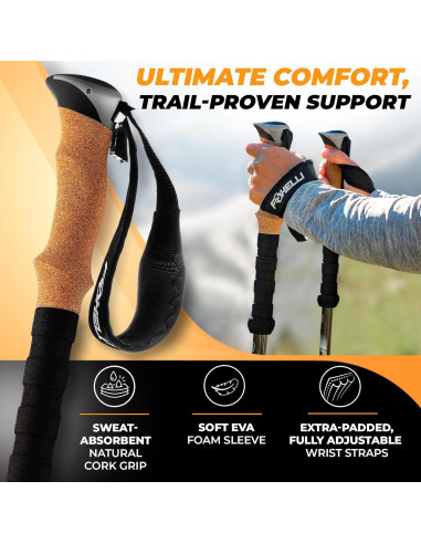 Bastones de Senderismo Foxelli Plegables de Carbono 2 Piezas