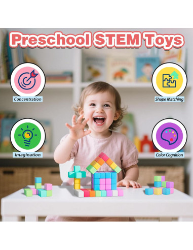 Bloques Magnéticos Apluses 100 Piezas Juguetes Educativos 3+