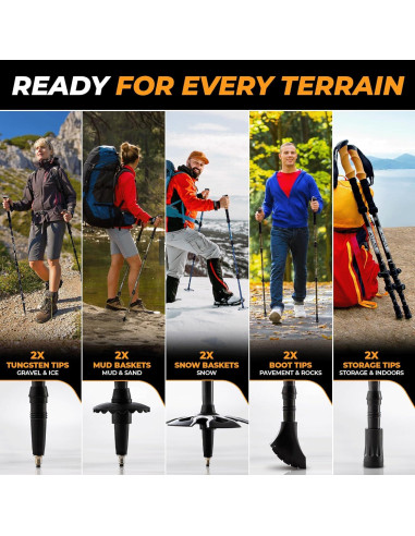 Bastones de Senderismo Foxelli Plegables de Carbono 2 Piezas