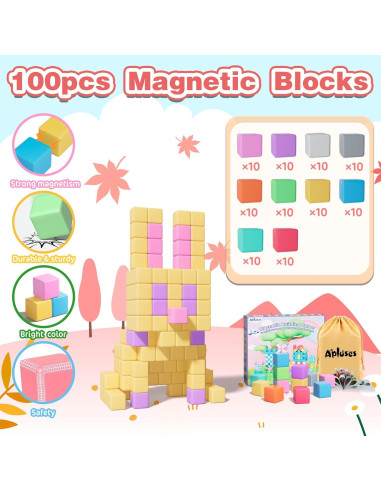 Bloques Magnéticos Apluses 100 Piezas Juguetes Educativos 3+
