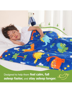 Manta con peso Sivio 2.27kg Dinosaurio Azul 91x122cm 2