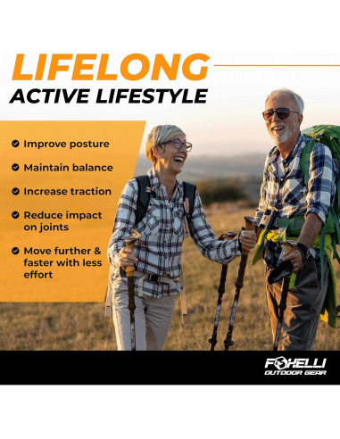 Bastones de Senderismo Foxelli Plegables de Carbono 2 Piezas