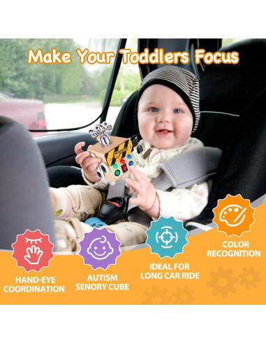 Cubo Ocupado LED Zeoddler para Niños 1+ Años, Juguete Sensorial