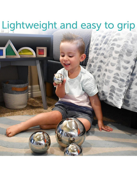 Set de 4 Bolas Reflectantes Sensoriales TickiT - Acero Inoxidable - 6.1 a 15 cm