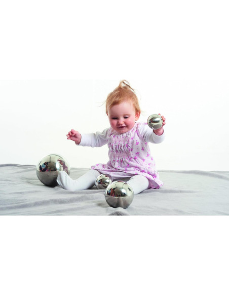 Set de 4 Bolas Reflectantes Sensoriales TickiT - Acero Inoxidable - 6.1 a 15 cm