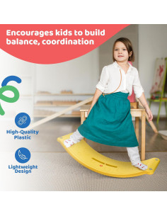 Tabla de Equilibrio Dazmers Amarilla 94x30x17 cm para Niños y Adultos 2