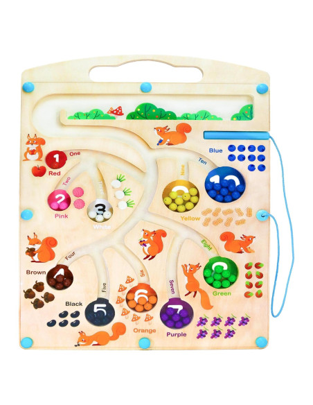 Rompecabezas Magnético Montessori de Madera - 55 Cuentas de Colores