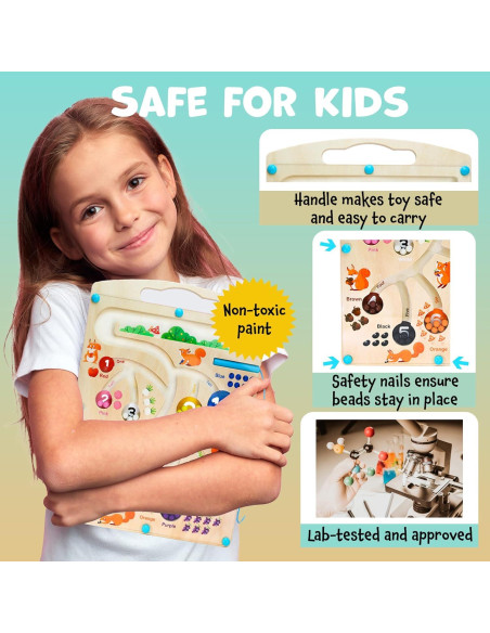 Rompecabezas Magnético Montessori de Madera - 55 Cuentas de Colores