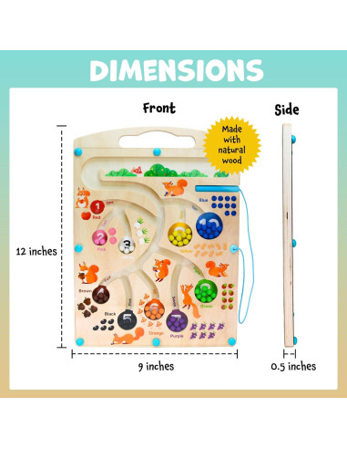 Rompecabezas Magnético Montessori de Madera - 55 Cuentas de Colores