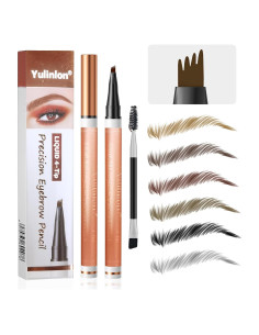 Lápiz de Cejas 4 Puntas Yulinlon Marrón Oscuro Impermeable
