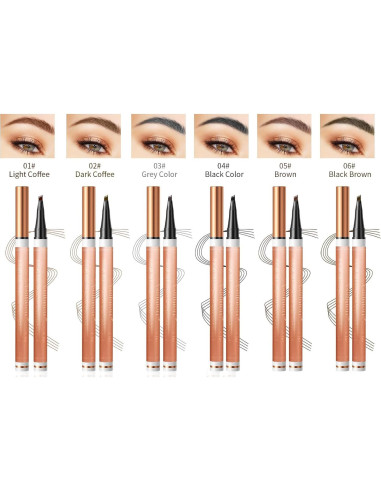 Lápiz de Cejas 4 Puntas Yulinlon Marrón Oscuro Impermeable