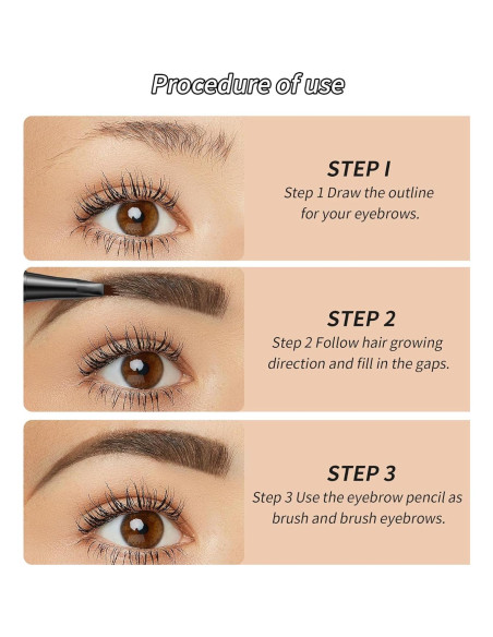 Lápiz de Cejas 4 Puntas Yulinlon Marrón Oscuro Impermeable