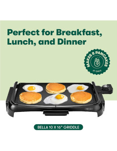 Plancha Eléctrica BELLA 1200W con Bandeja Antiadherente 25.4x40.6cm 2
