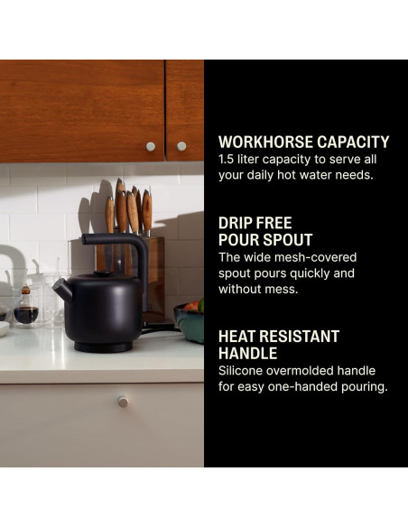 Hervidor Eléctrico Fellow Clyde 1.5L Acero Inoxidable Negro Mate