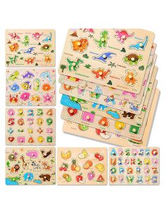 6 Rompecabezas de Madera Educativos para Niños 2-5 Años