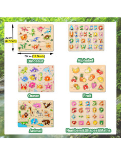 6 Rompecabezas de Madera Educativos para Niños 2-5 Años 2