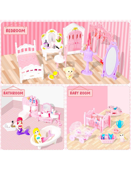 Conjunto de Muebles en Miniatura Rosa 92 Pcs Pamonrueer Conjunto de Muebles en Miniatura Rosa 92 Pcs Pamonrueer