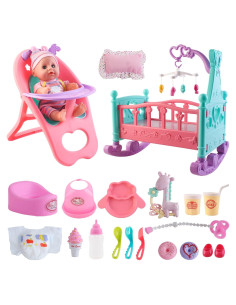Set de Juego de Muñeca de 30 cm de deAO con Cuna y Accesorios